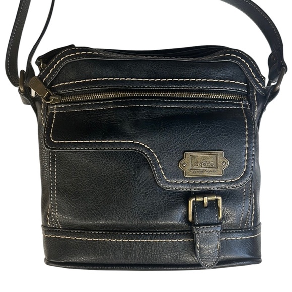 BOC Born Concepts Black Brown Faux Leather Front Buckle Cross Body Purse 11"x9" - Picture 7 of 12